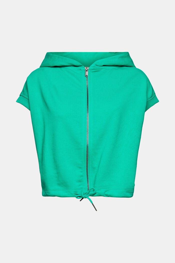 Genanvendte materialer: kortærmet hoodie med lynlås