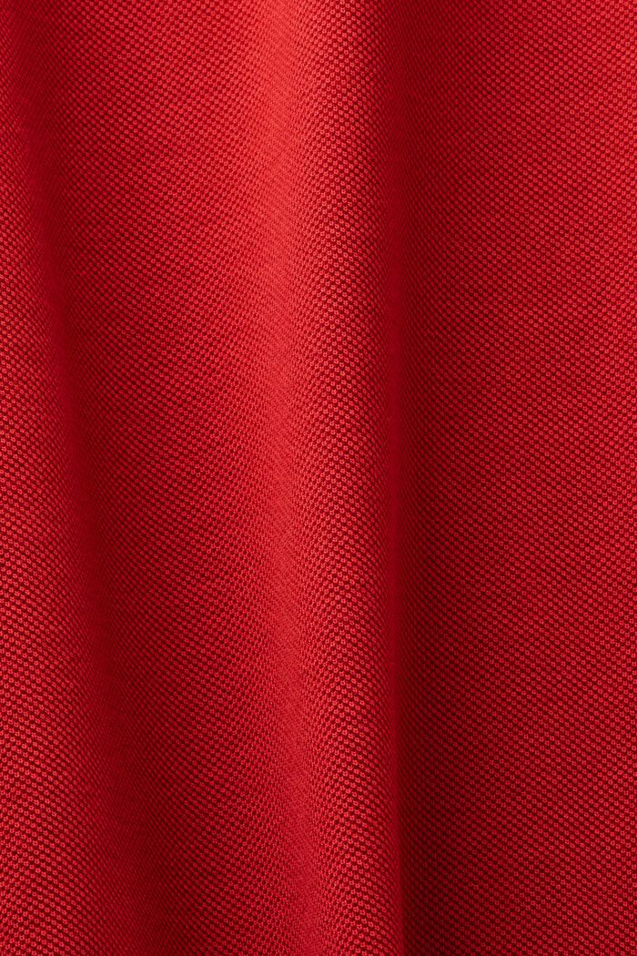 Poloskjorte i pimabomuldspique, DARK RED, detail image number 5