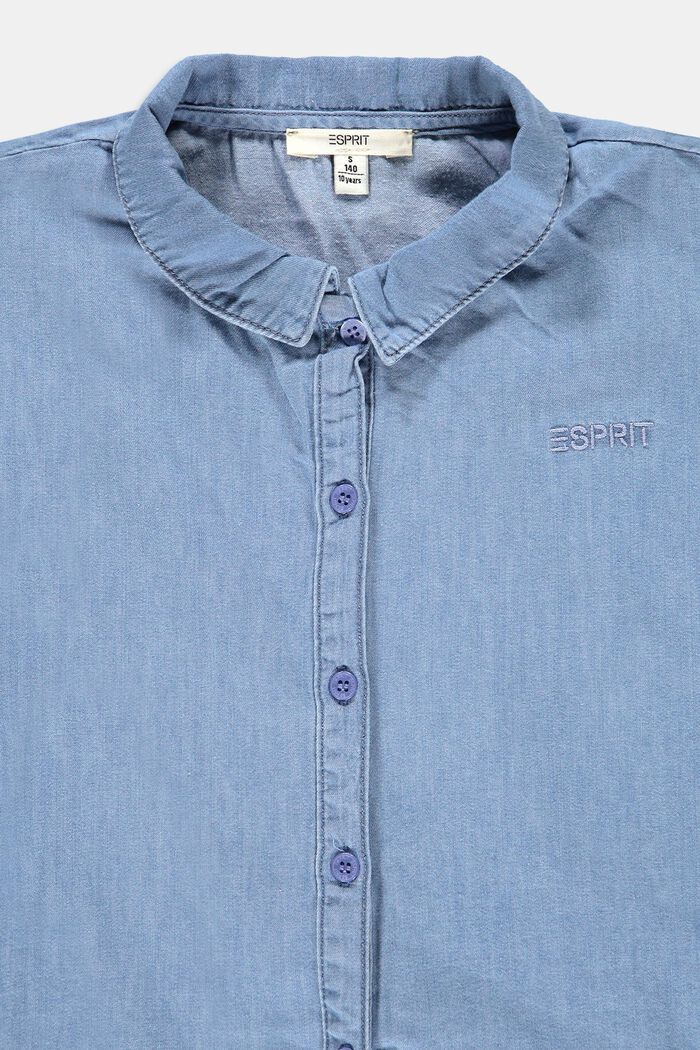 Bluse i sommerdenim med bundet detalje, BLUE LIGHT WASHED, detail image number 2