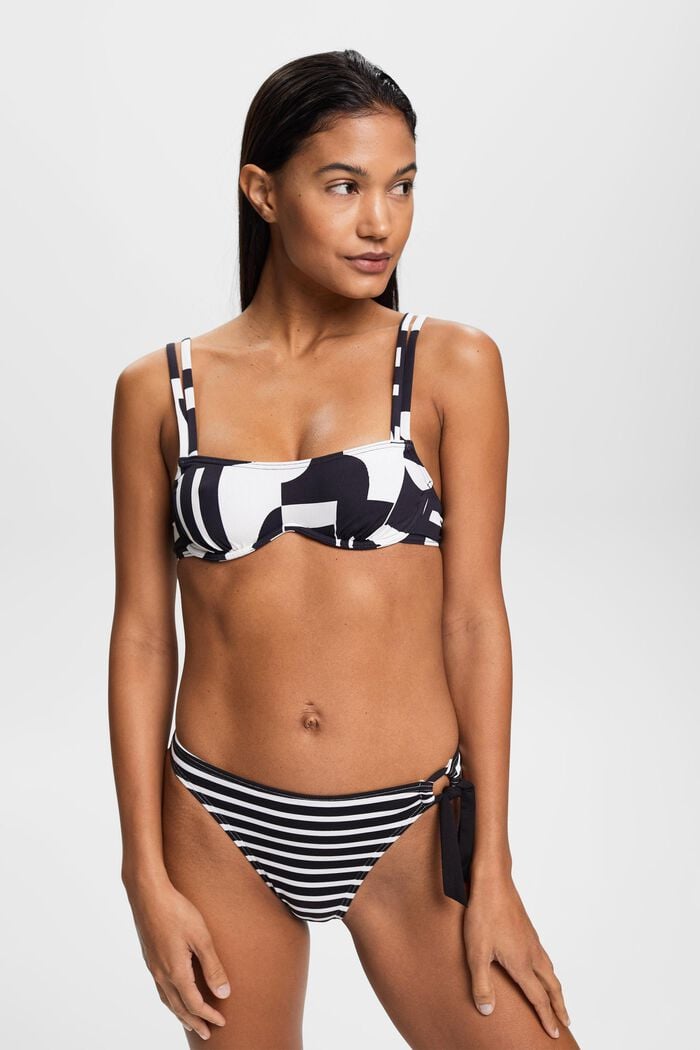 Bikinitop med bøjle og retro-print, BLACK, detail image number 0