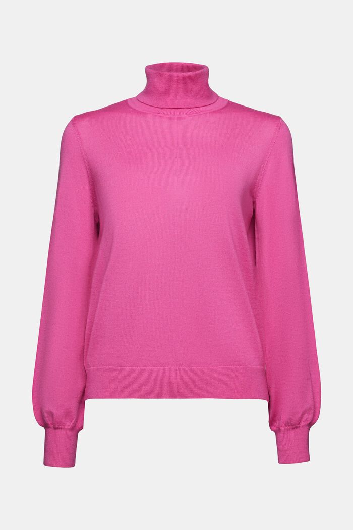 Rullekravesweater i uld, PINK FUCHSIA, detail image number 6