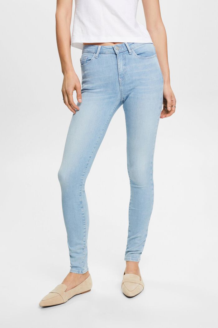 Skinny jeans i bæredygtig bomuld, BLUE BLEACHED, detail image number 0