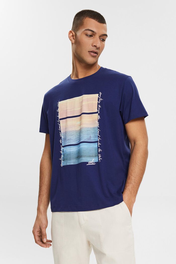 Jersey-T-shirt med print, DARK BLUE, detail image number 2