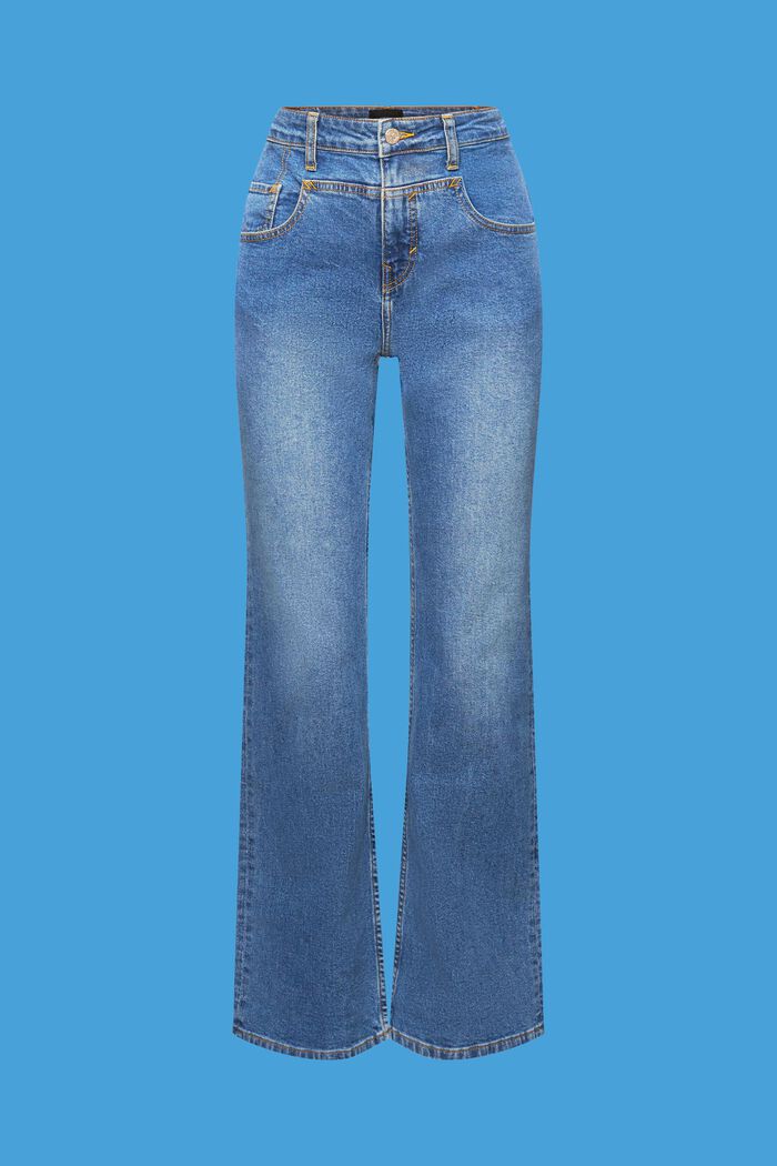Bootcut jeans med markant bærestykke, BLUE DARK WASHED, detail image number 6