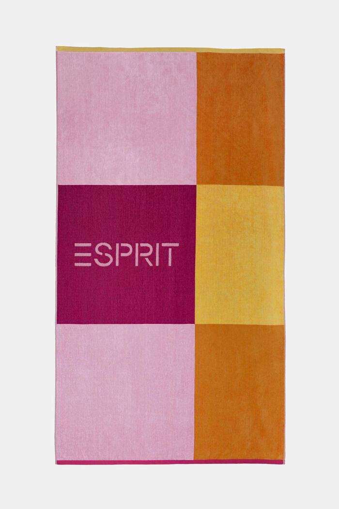 Strandhåndklæde i multifarvet blok-design, CRANBERRY, detail image number 0