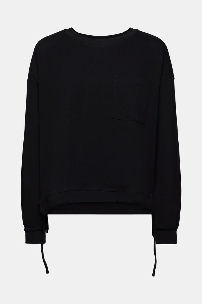 Sweatshirt med snor i den nederste kant, BLACK, detail image number 7
