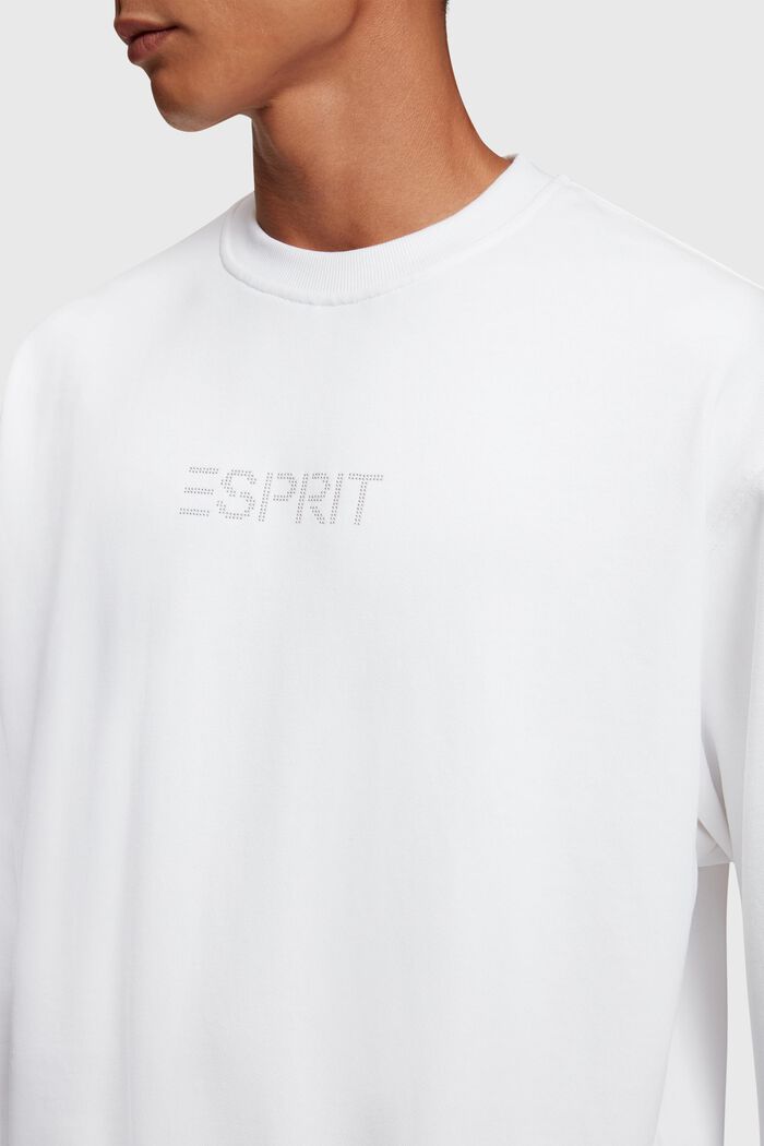 Sweatshirt med påsat nittelogo, WHITE, detail image number 2