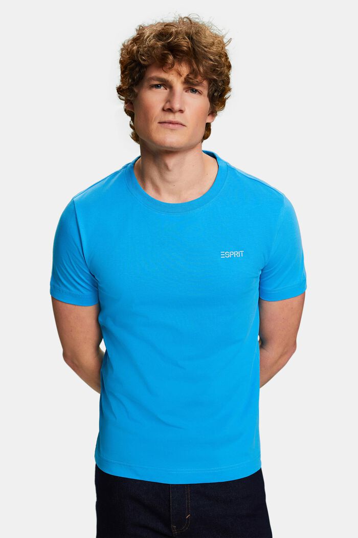 T-shirt i bomuldsjersey med logo, BLUE, detail image number 4