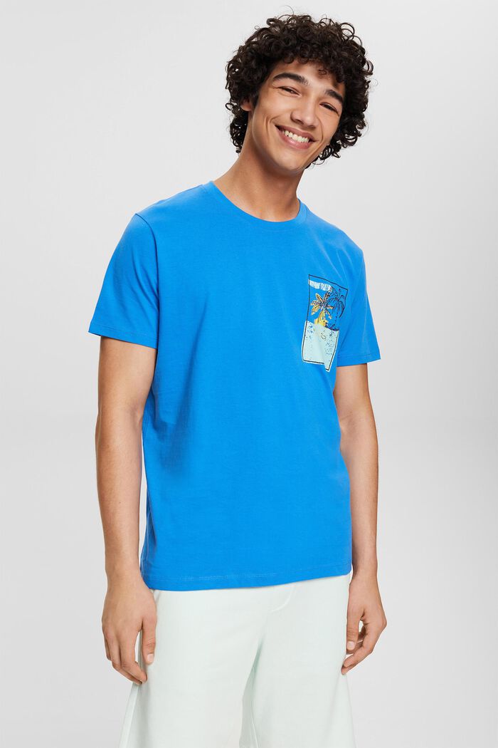 Jersey-T-shirt med print, BRIGHT BLUE, detail image number 0