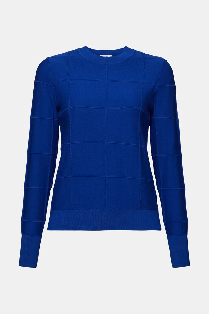 Farveafstemt gittersweater med struktur, BRIGHT BLUE, detail image number 6