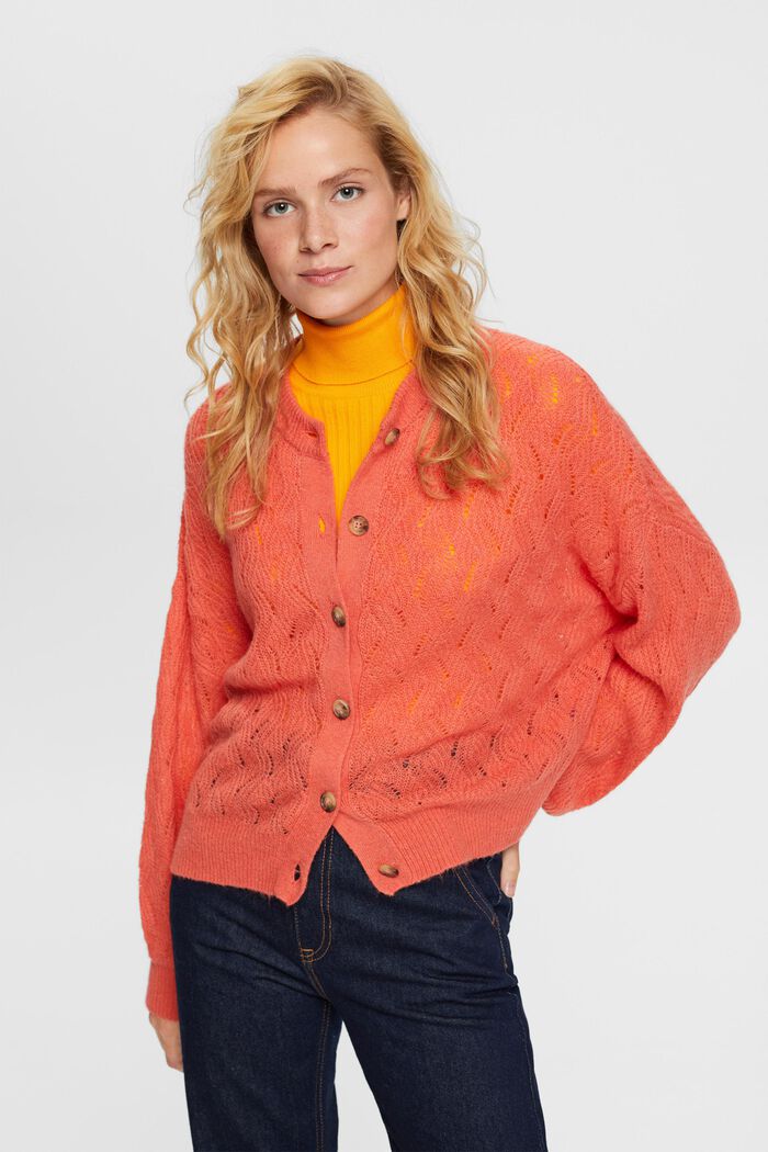 Pointelle-cardigan, CORAL, detail image number 0