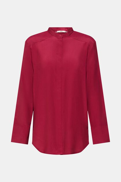 Bluse med båndkrave, CHERRY RED, overview