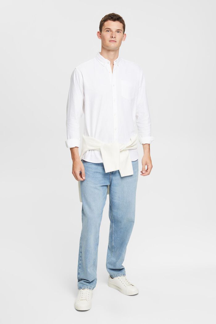 Skjorte med button down-krave, WHITE, detail image number 1