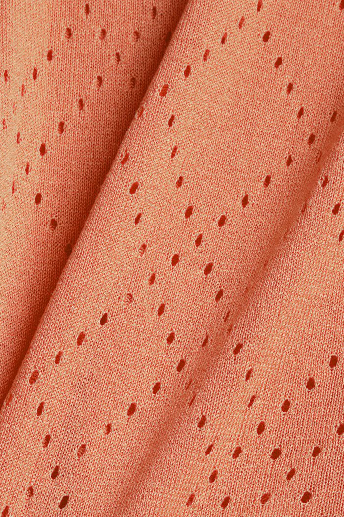 Med hør: strikket bluse med ajourmønster, CORAL ORANGE, detail image number 4