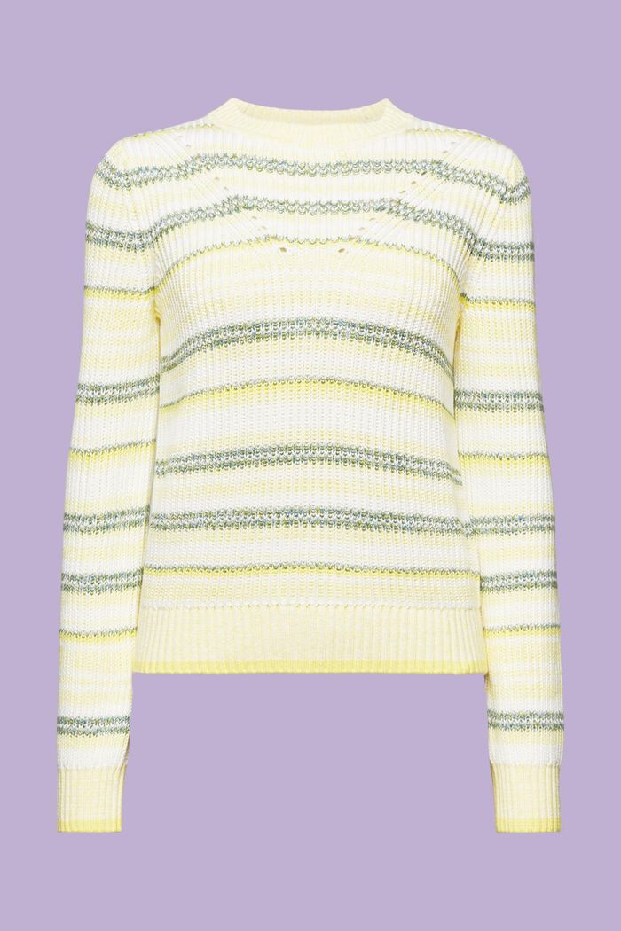 Stribet sweater med rund hals, PASTEL YELLOW, detail image number 6