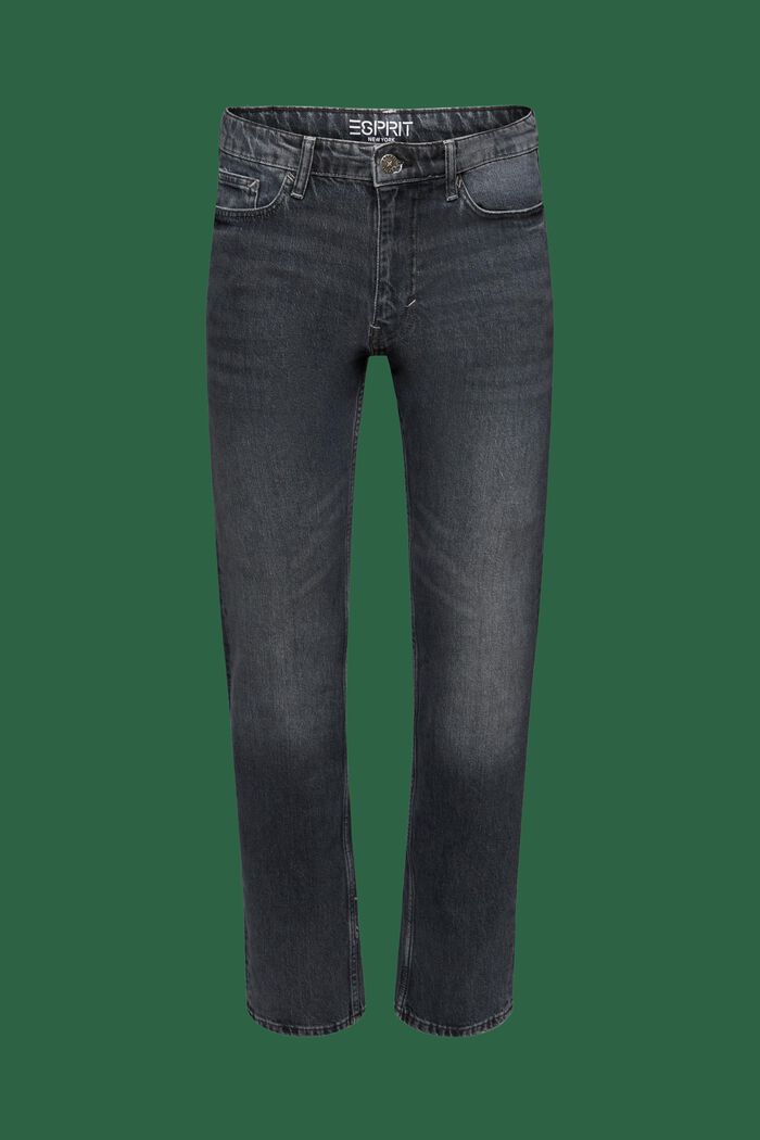 Lige retro-jeans med mellemhøj talje, BLACK MEDIUM WASHED, detail image number 7
