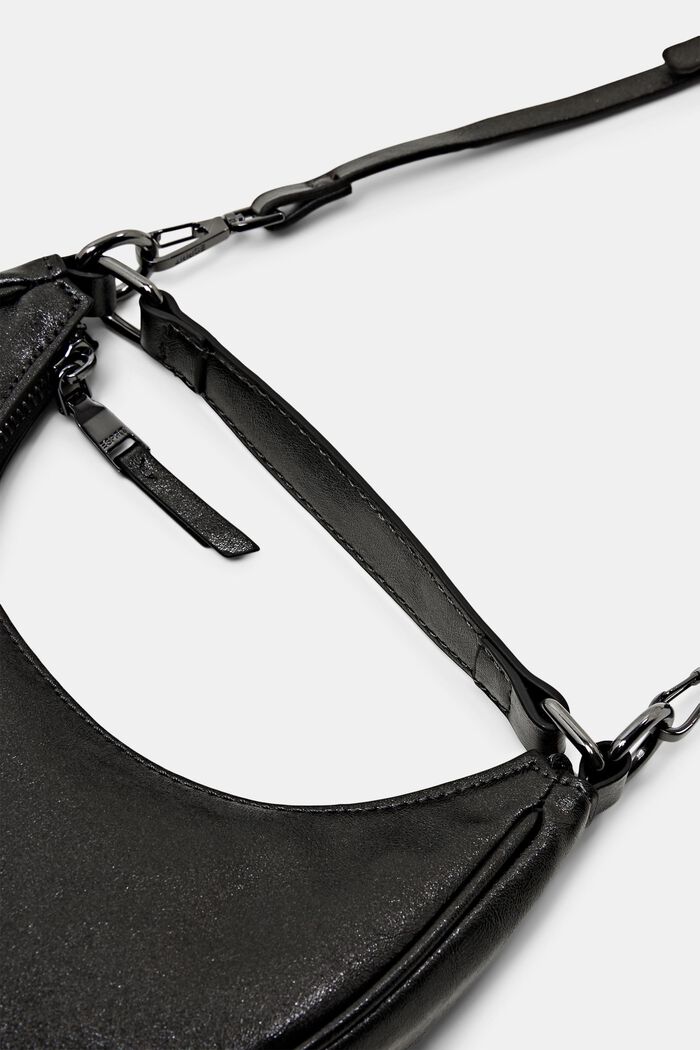 Halvmåneformet taske i kunstlæder, BLACK, detail image number 1