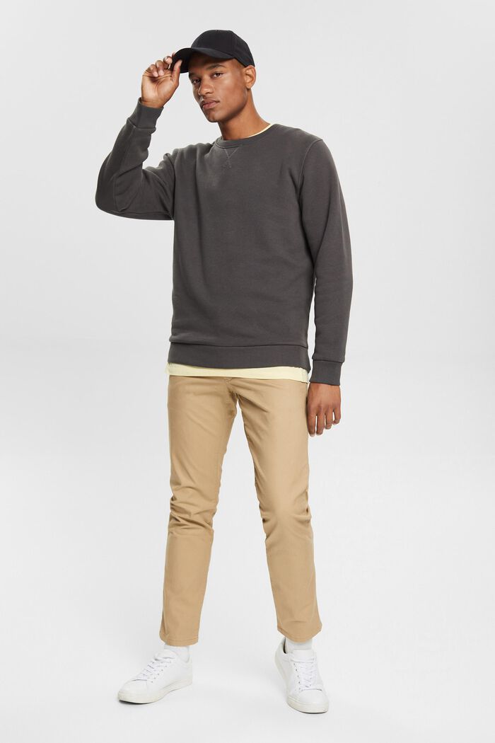 Ensfarvet sweatshirt i regular fit, DARK GREY, detail image number 1