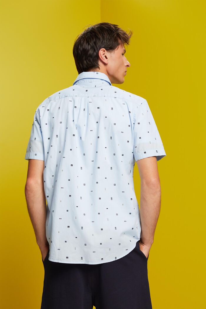 Mønstret skjorte med korte ærmer, 100 % bomuld, PASTEL BLUE, detail image number 3