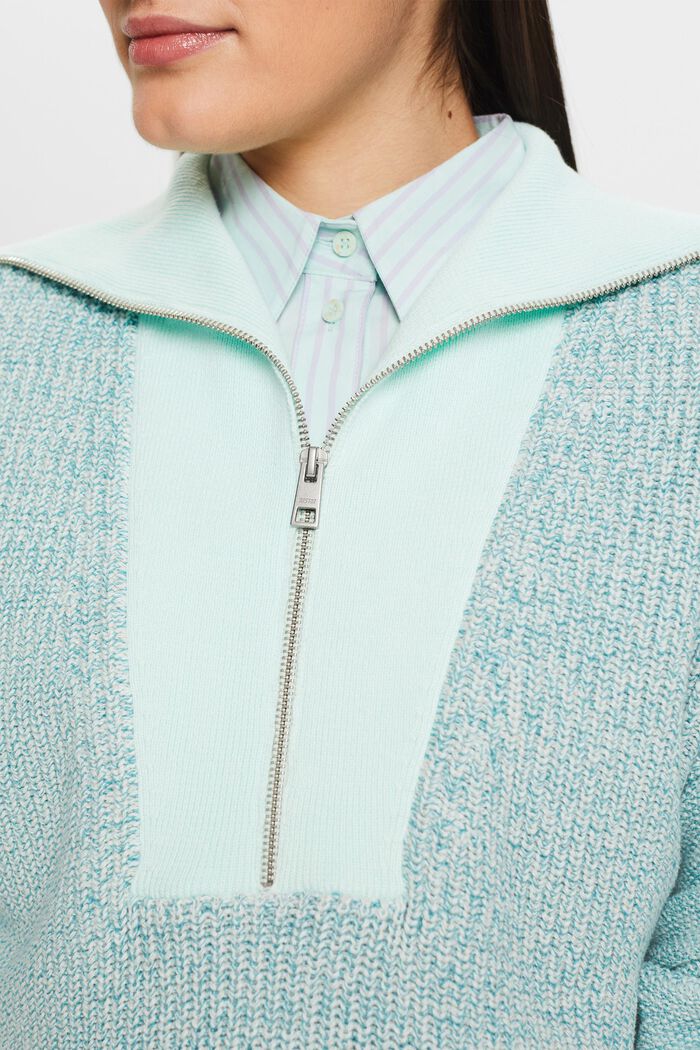 Tekstureret troyer-sweater, LIGHT AQUA GREEN, detail image number 2