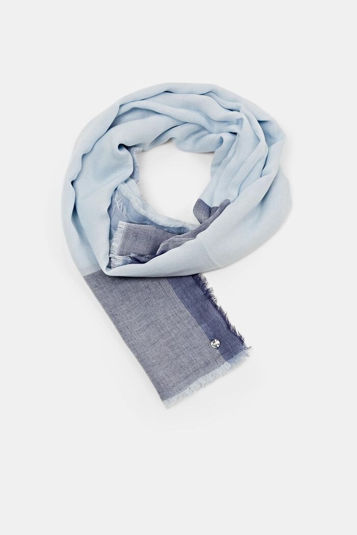 Trefarvet vævet tørklæde, PASTEL BLUE, detail image number 0