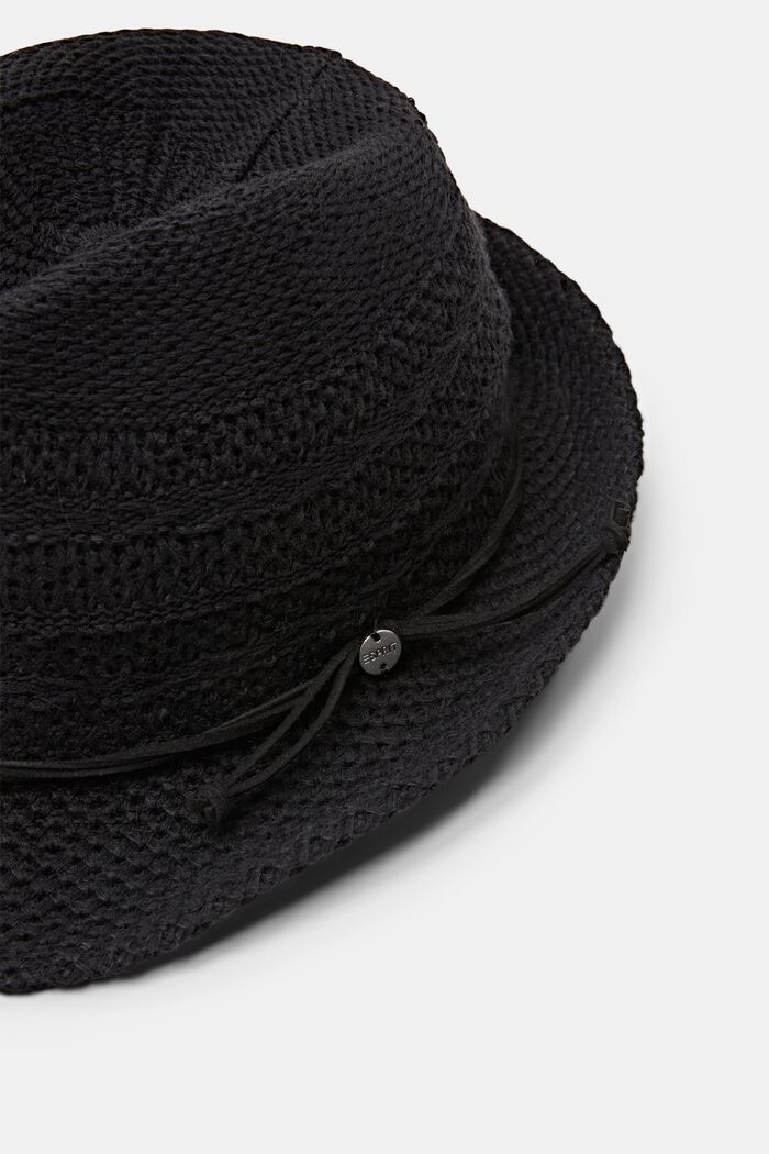Fedora hat i strik, BLACK, detail image number 1