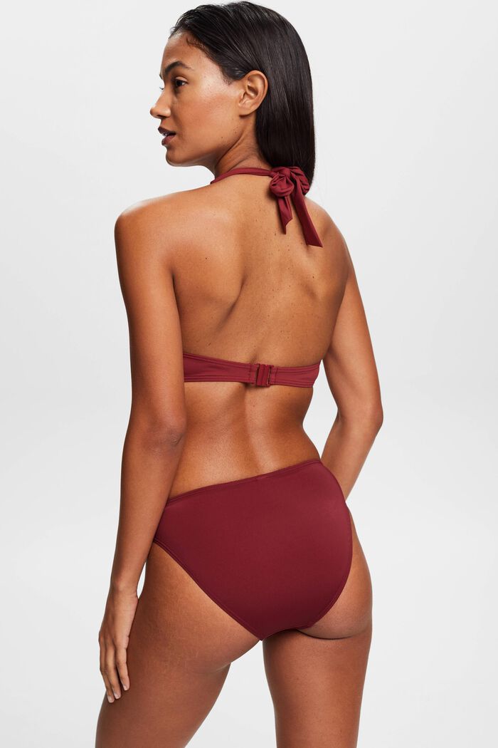 Trefarvet halterneck-bikinitop med bøjle, DARK RED, detail image number 2
