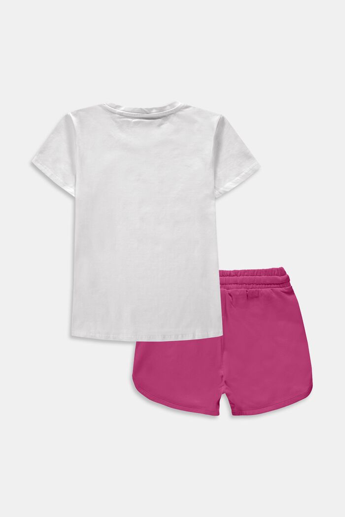 Sæt: T-shirt og shorts i bomuldsjersey, WHITE, detail image number 1