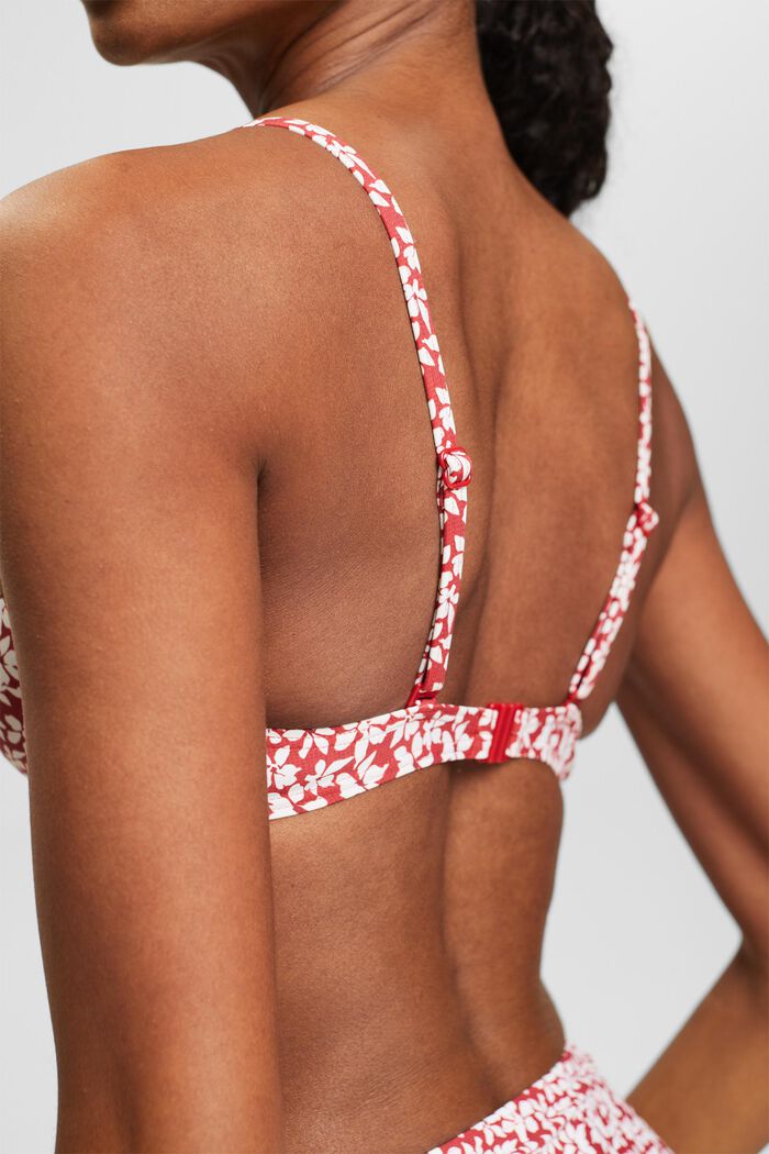 Upolstret bikinitop med bøjle og print, DARK RED, detail image number 1