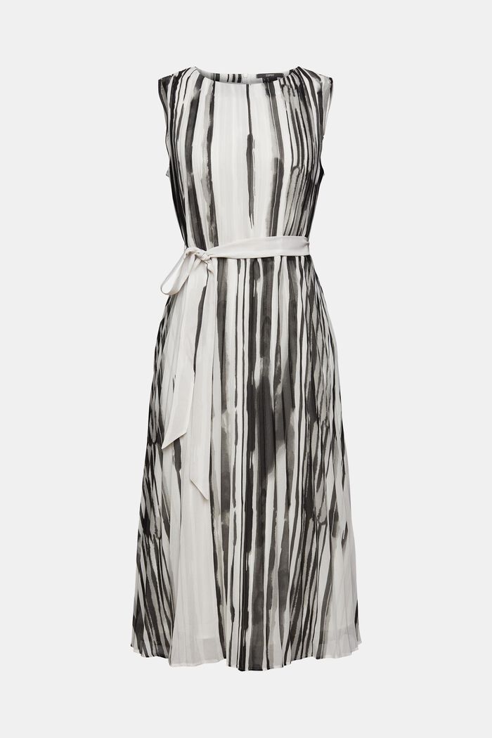 Genanvendte materialer: Plisseret kjole med mønster, BLACK, overview