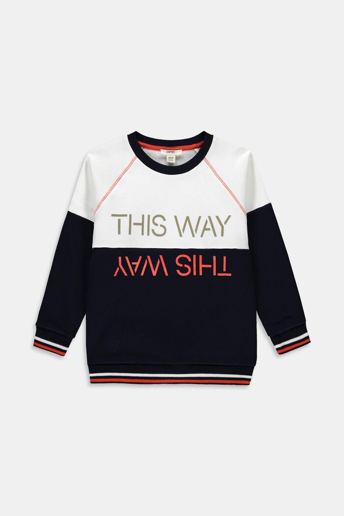 Sweatshirt med print, 100% bomuld, NAVY, detail image number 0