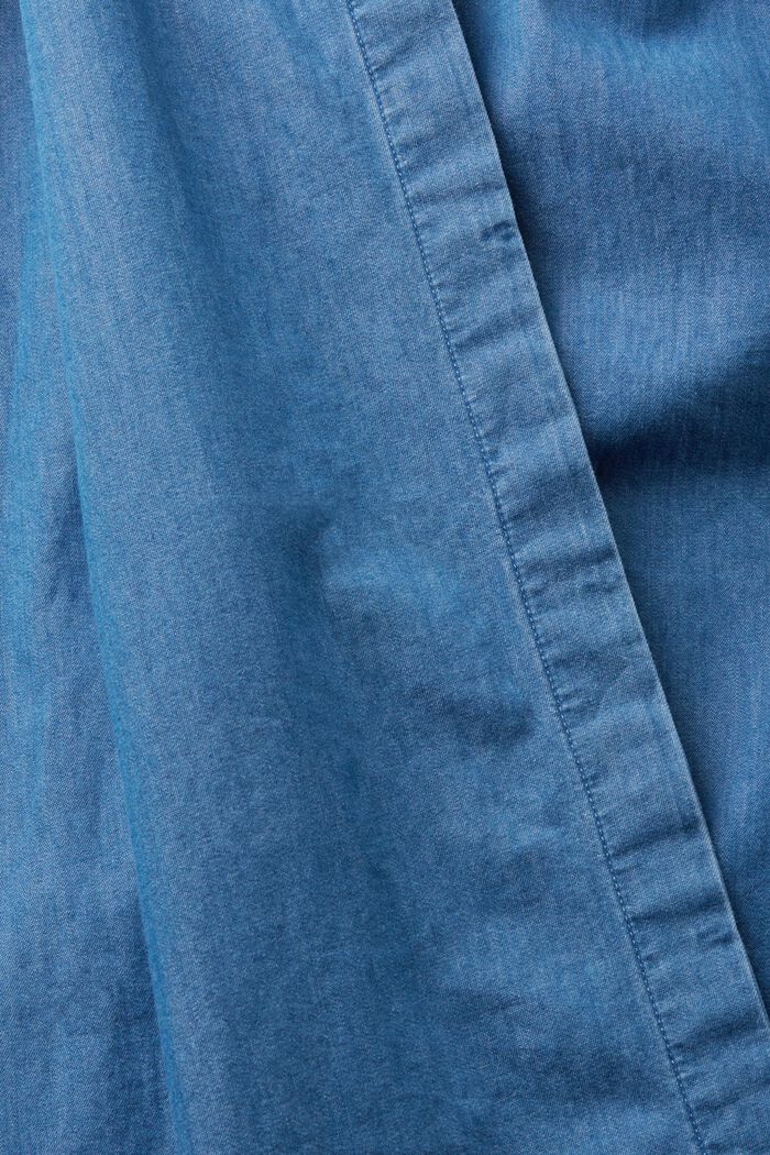 Denim-midikjole i bomuld med bindebælte, BLUE MEDIUM WASHED, detail image number 5