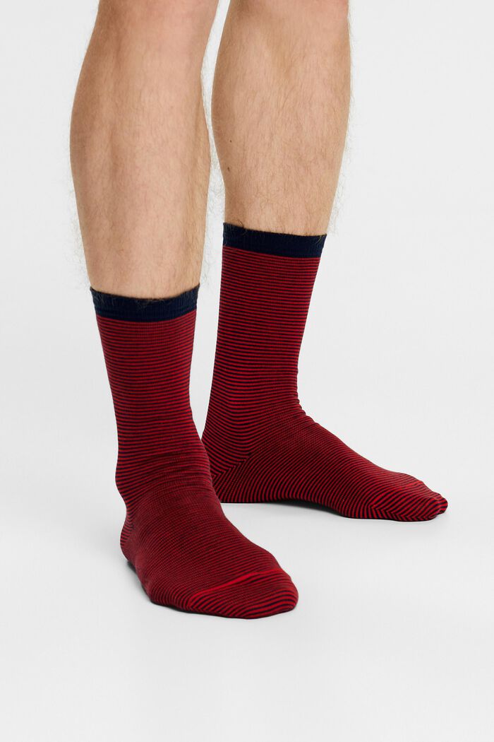 2-pak stribede sokker i chunky strik, DARK RED / RED, detail image number 1