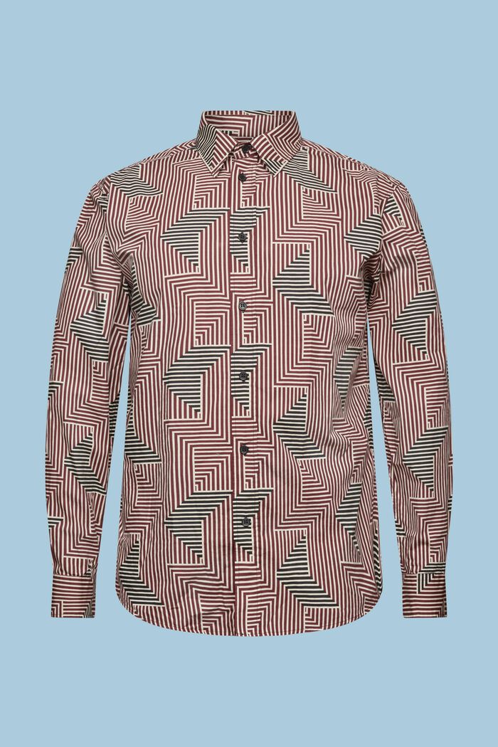 Regular fit-skjorte med geometrisk print, GARNET RED, detail image number 7