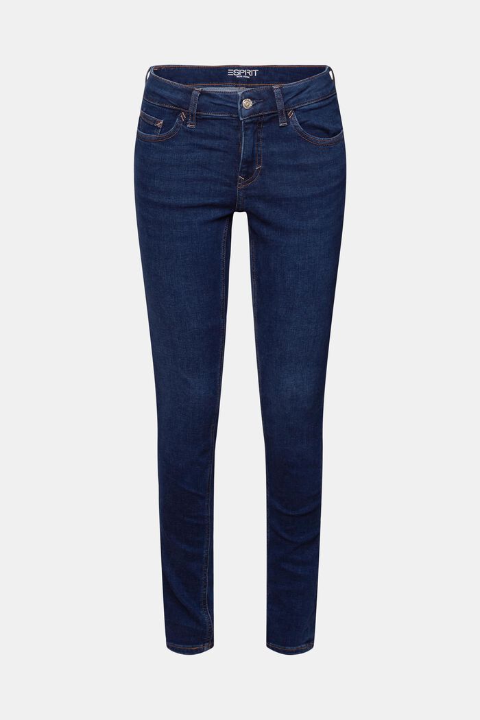 Skinny jeans med mellemhøj talje, BLUE DARK WASHED, detail image number 6