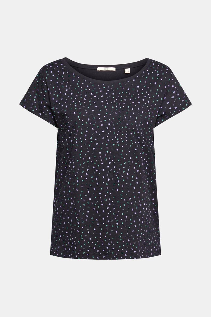 T-shirt med blomsterprint, BLACK, detail image number 2