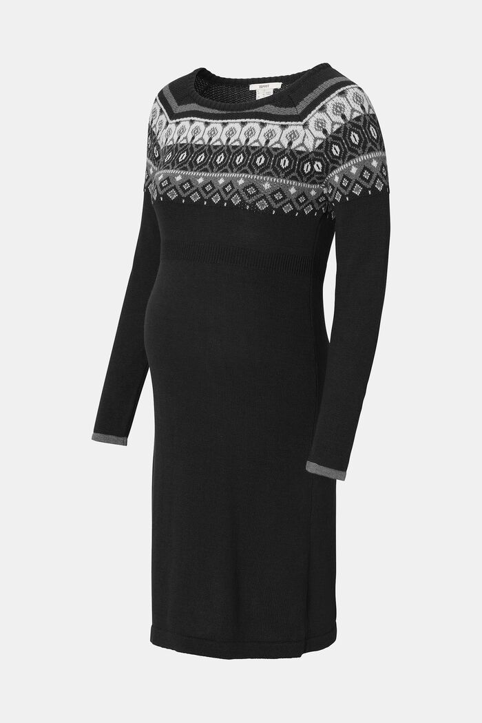 Jacquard-kjole i strik, BLACK INK, detail image number 1
