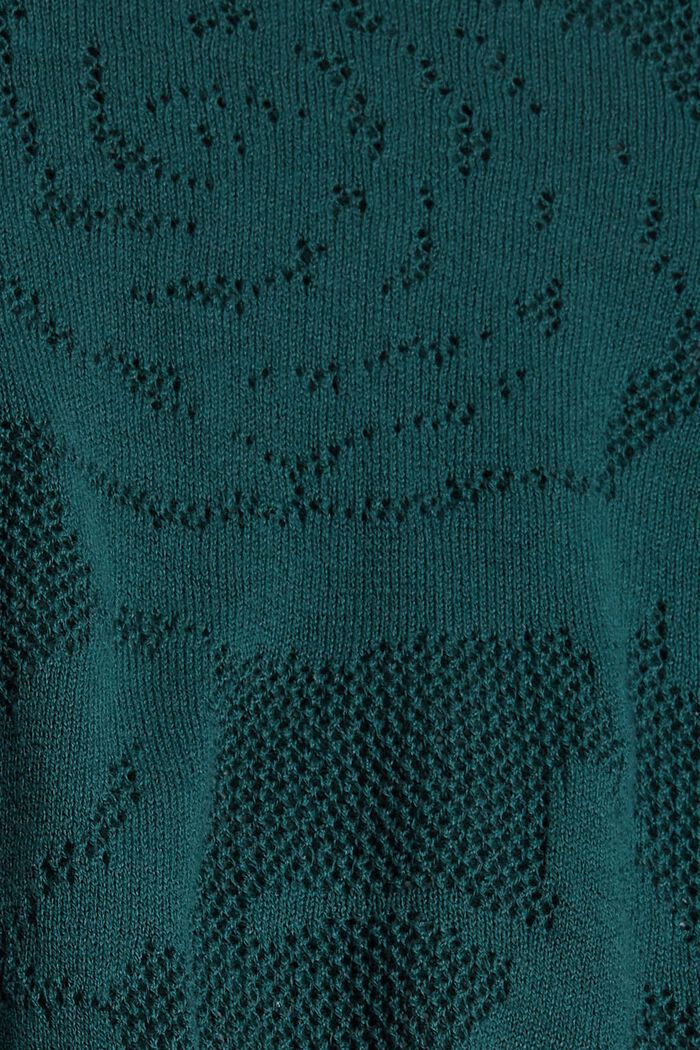 Pullover i ajourstrik, DARK TEAL GREEN, detail image number 1