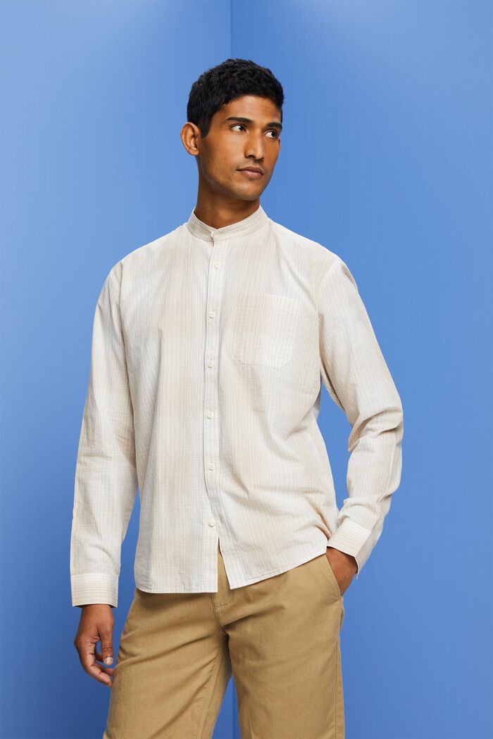 Ombre-skjorte med kinakrave, LIGHT TAUPE, detail image number 0