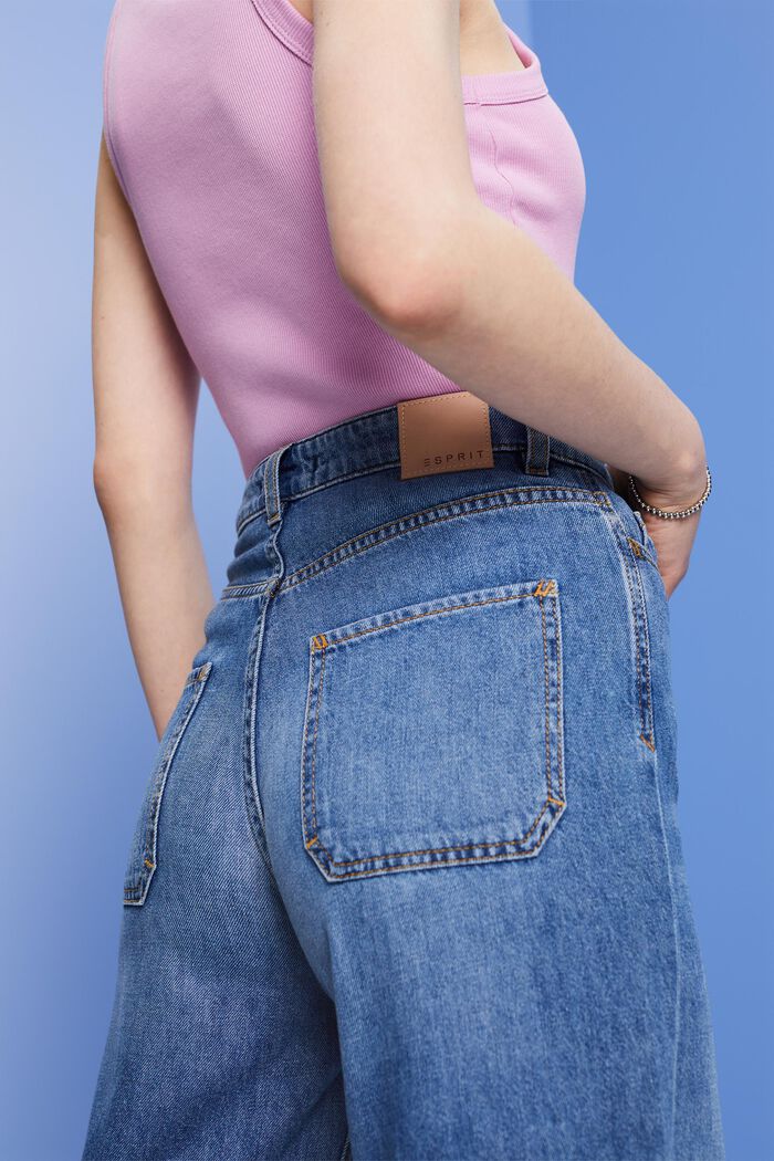 Lette jeans med vide bukseben, BLUE MEDIUM WASHED, detail image number 4