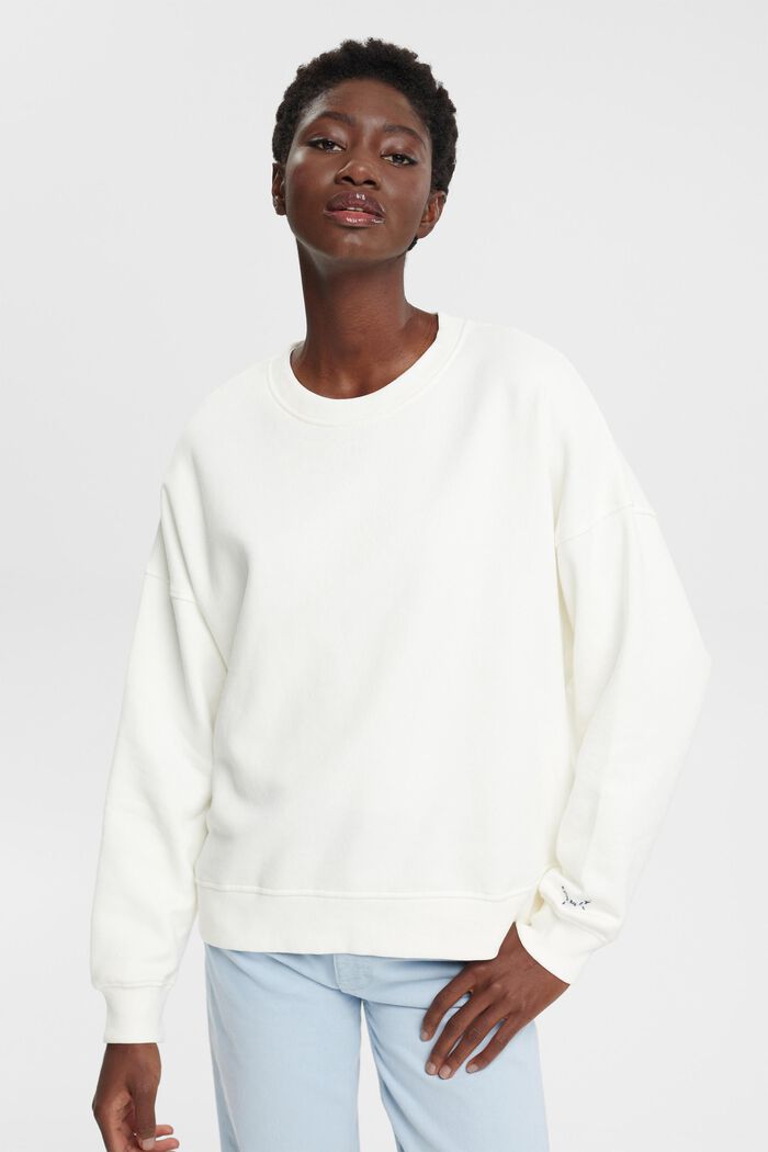 Sweatshirt med broderet logo på ærmet, OFF WHITE, detail image number 0