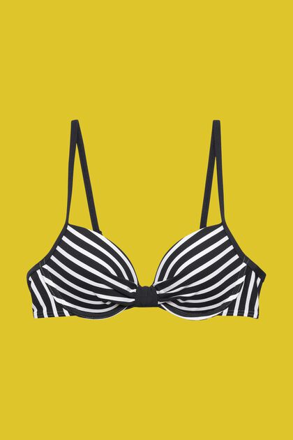 Polstret bikinitop med bøjle og striber, BLACK, overview