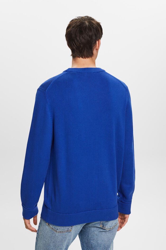 Sweater i bomuld med rund hals, BRIGHT BLUE, detail image number 3