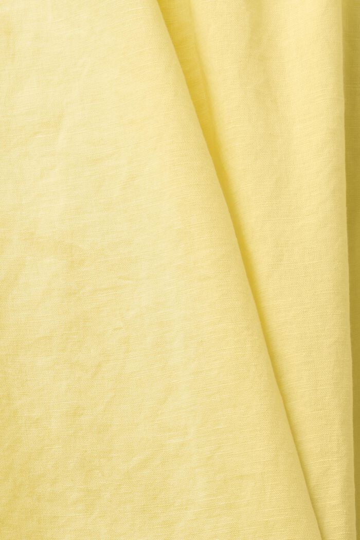 Ærmeløs bluse i hørmiks, LIGHT YELLOW, detail image number 4