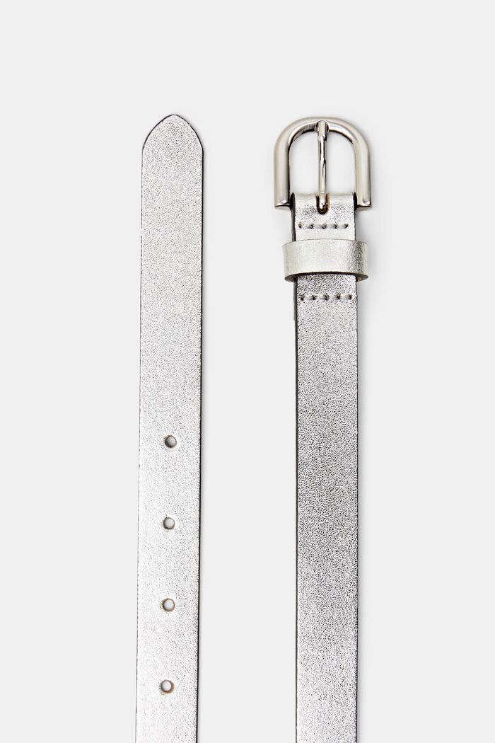 Metallisk læderbælte, SILVER, detail image number 1