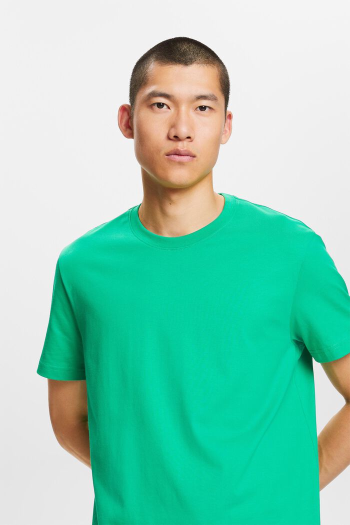 T-shirt i pima-bomuldsjersey med rund hals, GREEN, detail image number 4