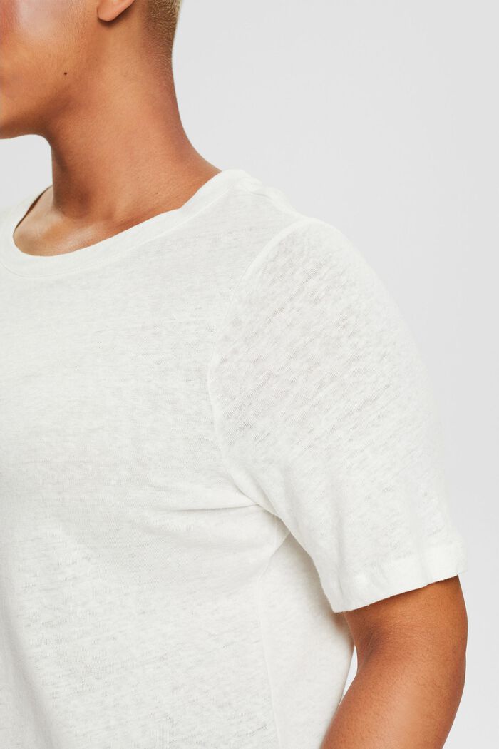 CURVY Med hør: basis-T-shirt, OFF WHITE, detail image number 0