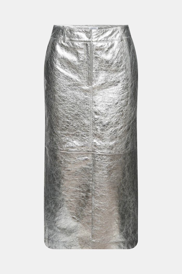 Coatet metallic skindnederdel, SILVER, detail image number 6