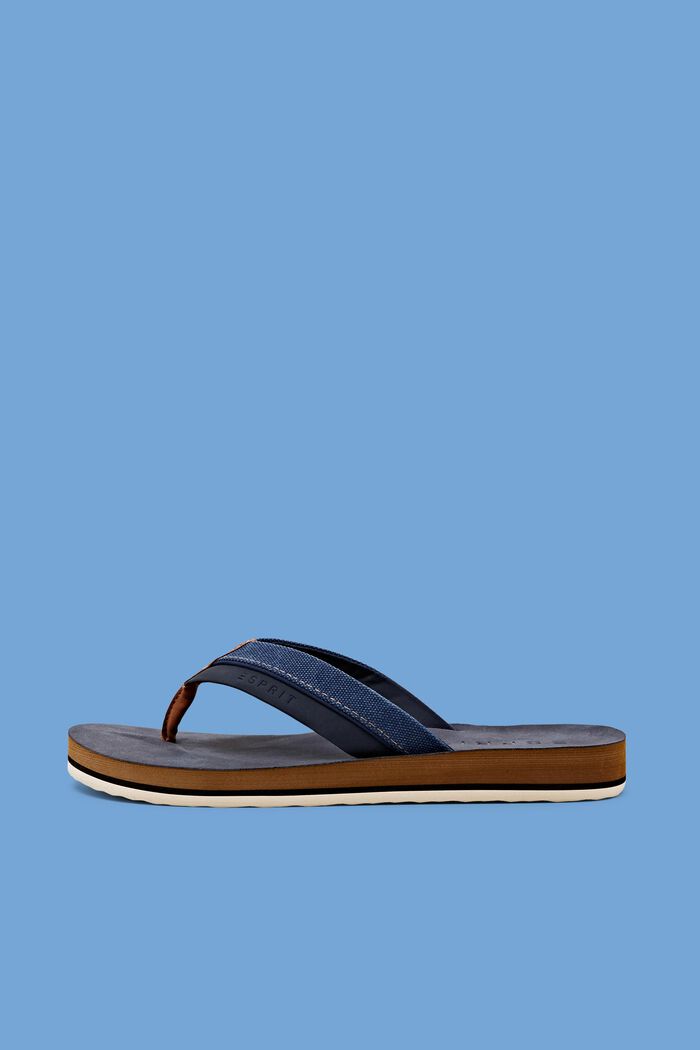 Flip flop-sandaler med detaljer i kunstlæder, NAVY, detail image number 5