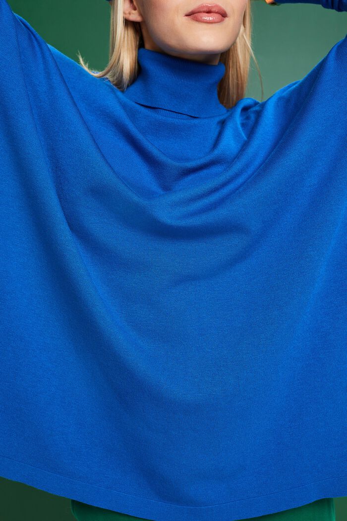 Rullekravesweater med flagermusærmer, BRIGHT BLUE, detail image number 3